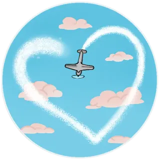 😍 비행기, 하트, 스카이라이팅, 사랑, 구름, 항공 telegram sticker