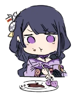 🍽 Raiden Shogun Genshin Impact Anime, Sticker, Cartoon, Süß, Raiden Shogun, Genshin Impact, Videospiel telegram sticker