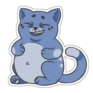 😃 gato, azul, dibujos animados, pegatina, animal, lindo whatsapp sticker