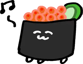 😃 Sushi, Comida, Fofo, Kawaii, Desenho animado, Animado whatsapp sticker