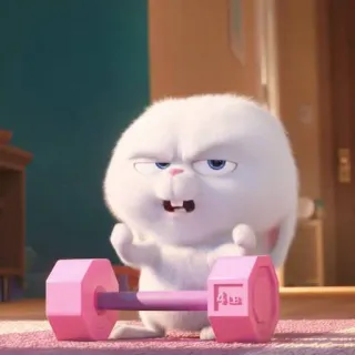 🤬 Snowball The Secret Life of Pets lapin, haltérophilie, animal, dessin animé, exercice, fitness telegram sticker