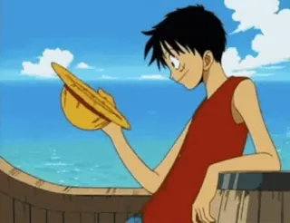 😊 Monkey D. Luffy One Piece Anime, One Piece, Monkey D. Luffy, Luffy, Cartone animato, Pirata, Cappello di paglia telegram sticker