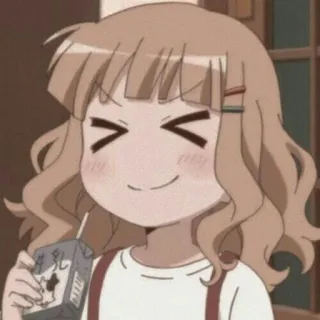 😆 Anime, Ragazza, Cartone animato, Bevanda, Carino, Sorridendo telegram sticker