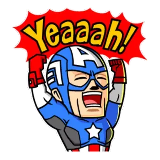 😃 Captain America Yeeaaah! captain america, marvel, superhero, sticker, yeeaaah!, celebration whatsapp sticker