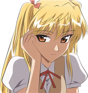 🙃 Anime, Gadis, Rambut Pirang, Kuncir Kuda, Lucu, Kartun telegram sticker