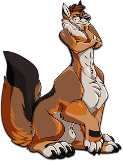 🤔 Furry, Anthro, Fuchs, Charakter, Tier, Sitzend telegram sticker