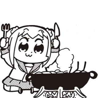 🍗 Popuko Pop Team Epic Anime, Manga, Pop Team Epic, Popuko, Cucina, Cibo telegram sticker