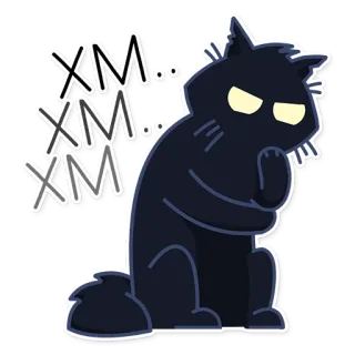 🤔 XM... XM... XM cat, black cat, sticker, cartoon, animal telegram sticker