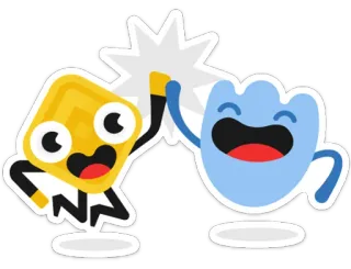 🤝 cartoon, high five, yellow, blue, friendly, celebration telegram sticker