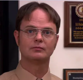 😐 Dwight Schrute The Office série tv, comédie, bureau, personnage, portrait, drôle, lunettes telegram sticker
