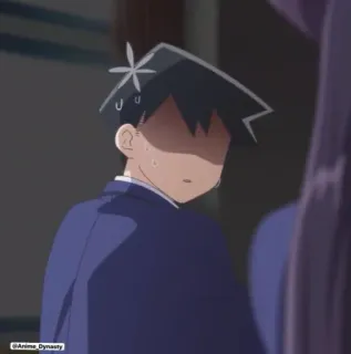 😕 Tadano Hitohito Komi Can't Communicate Anime, Tadano, Komi kan niet communiceren, verlegen, nerveus, Manga telegram sticker