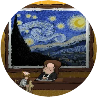 🌾 art, van gogh, starry night, painting, artist, cartoon whatsapp sticker