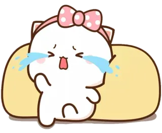 😭 Katze, weinend, traurig, Schleife, süß, Cartoon telegram sticker
