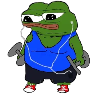 🏋‍♂ Pepe the Frog pepe, ếch, phòng gym, tạ, tập thể dục telegram sticker