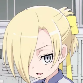 🦢 Anime, Desenho animado, Menina, Cabelo loiro, Expressão, Personagem telegram sticker