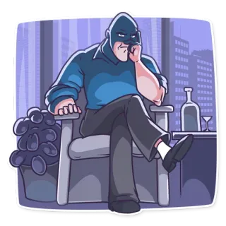 🤔 Mann, Maske, Stuhl, Trauben, Stadt, Nacht, Flasche telegram sticker