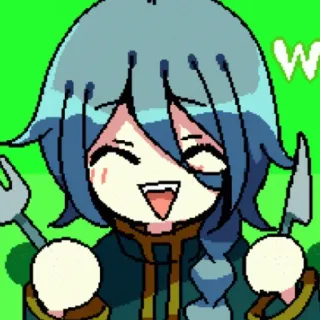 🌟 W Anime, Carino, Cartone animato, Felice, Ragazza whatsapp sticker