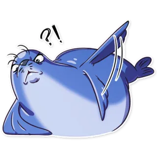 ⁉ foca, animal, dibujo animado, lindo, pegatina, mamífero, criatura marina whatsapp sticker