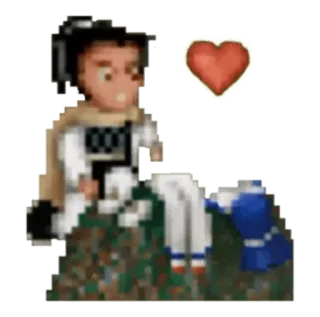 ❤ Pixel Art, Cœur, Personnage, Assis, Mignon telegram sticker