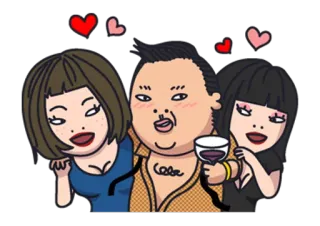 ❤ Dibujos animados, Vino, Mujeres, Amor, Fiesta whatsapp sticker