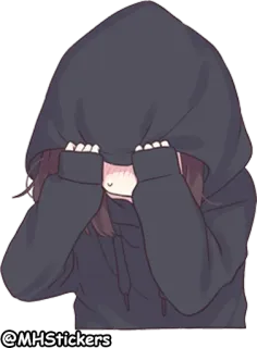 🙈 @MHStickers anime, moletom com capuz, menina, fofa telegram sticker