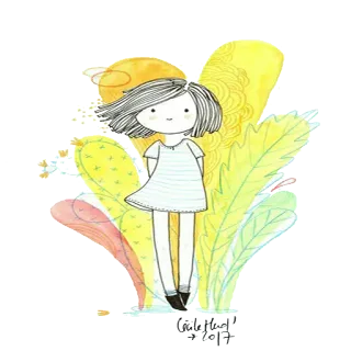 🙂 chica, dibujo, lindo, ilustración, infantil telegram sticker