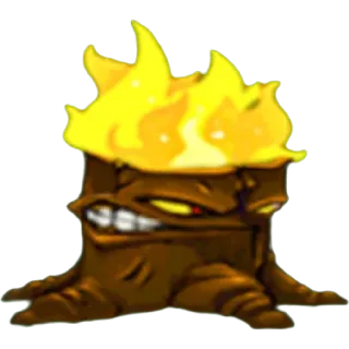 🪵 fire, cartoon, tree stump, monster, flames, illustration whatsapp sticker