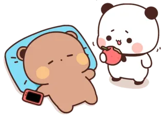 🤔 Медведь, Панда, Яблоко, Милый, Мультфильм telegram sticker