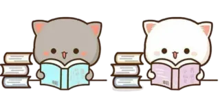 📖 reading, books, cat, cute, animal, study whatsapp sticker