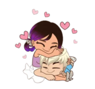 😻 사랑, 만화, 하트, 커플, 포옹, 로맨스 telegram sticker