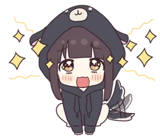 🌩 Anime, Chibi, Niedlich, Mädchen, Funkeln, Wolf, Ohren telegram sticker
