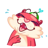 😂 desenho animado, animal, fofo, feliz, amor, vermelho, olhos whatsapp sticker