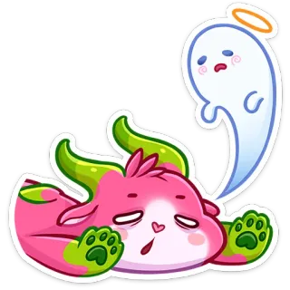 😮‍💨 Cartone animato, Carino, Mostro, Fantasma, Dormire, Aureola, Kawaii telegram sticker