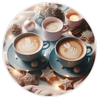 ☕ cà phê, giáng sinh, mùa đông, latte, ấm cúng, kỳ nghỉ, đồ uống whatsapp sticker