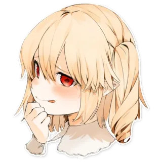 🤔 Anime, Chica, Pelo Rubio, Ojos Rojos, Linda, Dibujo Animado, Manga, Ilustración telegram sticker