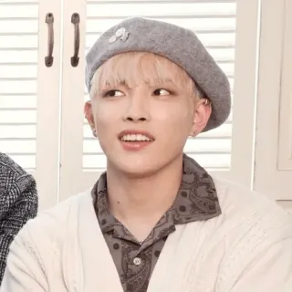 🐥 persona, ritratto, uomo, berretto, kpop, idol, orecchini, maglione telegram sticker