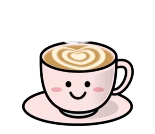 ☺️ coffee, cup, drink, latte, art, kawaii, cute, cafe telegram sticker