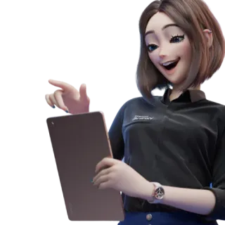 📑 Sam assistente digitale, assistente virtuale, Samsung, AI, robot, cartoni animati, femmina telegram sticker