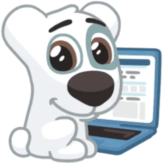 🙂 dog, computer, laptop, animal, cartoon telegram sticker