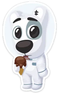 🍦 cane, astronauta, gelato, cartone animato, carino, animale domestico, animale, spazio telegram sticker