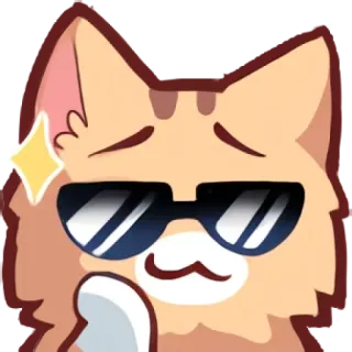 😎 chat, lunettes de soleil, cool, mignon, animal, dessin animé, autocollant telegram sticker