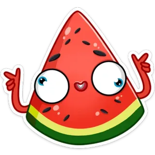 ✌️ anguria, frutta, carino, cartone animato, adesivo, cibo whatsapp sticker