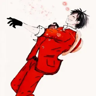 ❗️ Monkey D. Luffy One Piece one piece, anime, luffy, monkey d luffy, feest, geluk telegram sticker