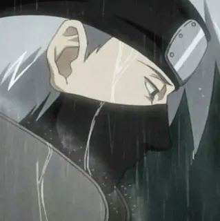 ✨ Kakashi Naruto Anime, Kakashi, Naruto, Sedih, Hujan, Ninja, Emosional telegram sticker