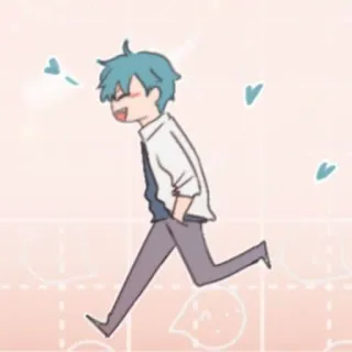 💌 Kreskówka, Chłopak, Anime, Szczęśliwy, Bieganie, Postać telegram sticker