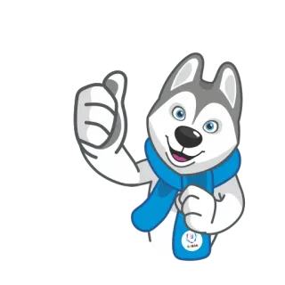 👍 Husky, Hund, Cartoon, Tier, Schal, Daumen hoch telegram sticker