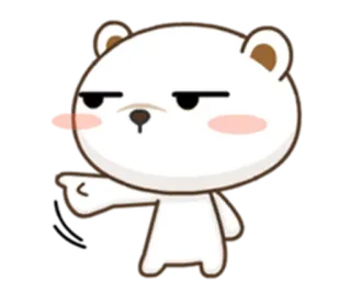 😒 oso, señalando, lindo, dibujos animados, animal telegram sticker