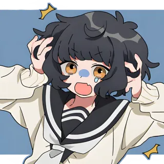 😱 anime, garota, chocada, surpresa, desenho animado, expressão telegram sticker