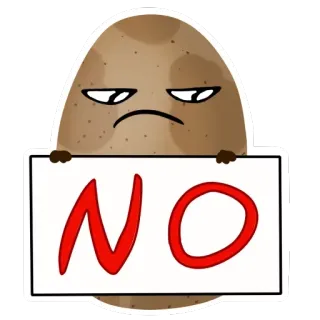👎 NO 土豆, 不, 拒绝, 表情, 卡通, 贴纸 telegram sticker