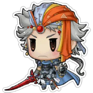 🙁 final fantasy, guerriero della luce, chibi, videogioco, spada, armatura, fantasy telegram sticker